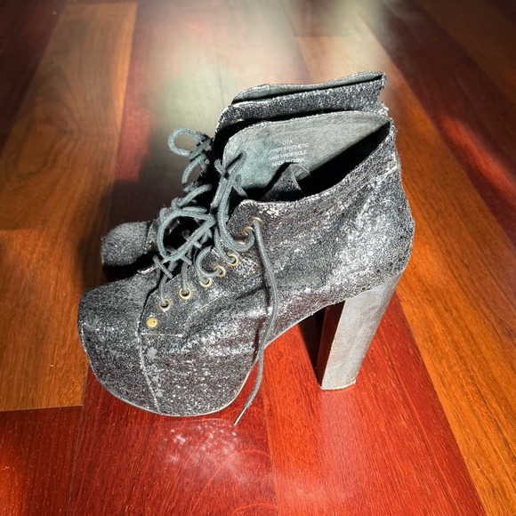 Jeffrey Campbell Lita Black Glitter Boots - Picture 8 of 8